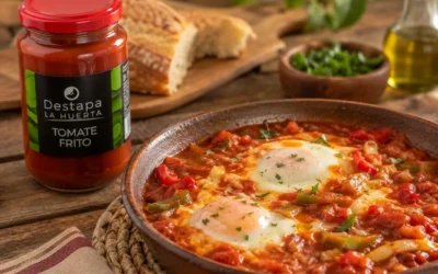 Huevos al plato con tomate frito Destapa la Huerta